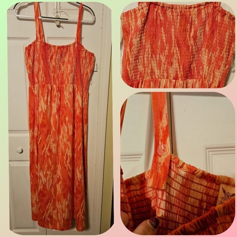 #072 Faded Glory- Orange tye dye maxi length sundress- Size: 3X - Picture 1 of 8